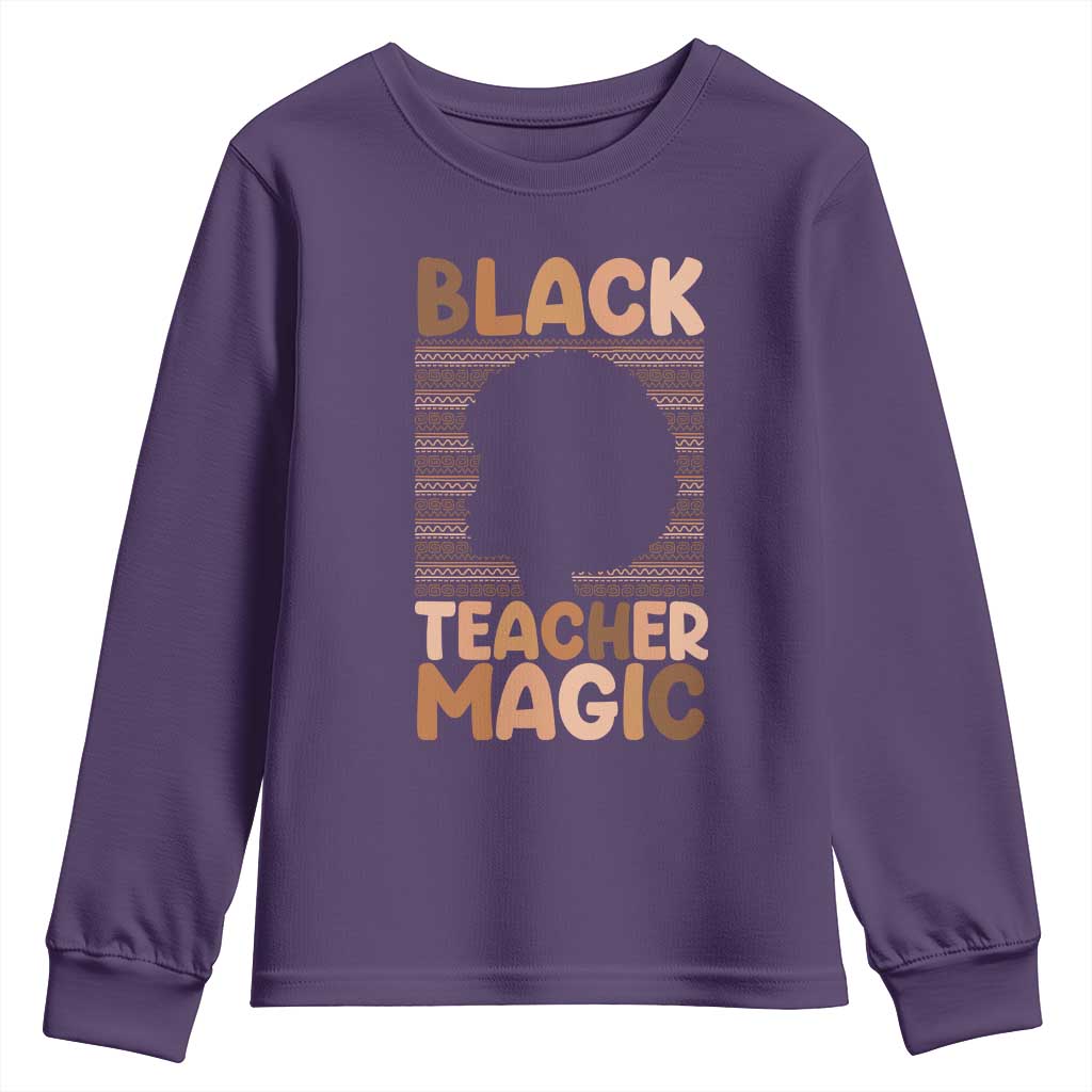 Black Teacher Magic Youth Sweatshirt Empowering African American Pride Teacher Gift TS12 Purple Print Your Wear