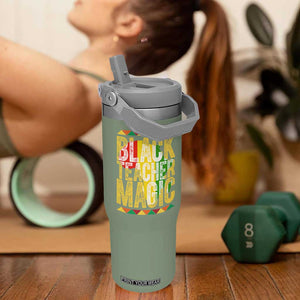 Black History Month Gift Flip Straw Tumbler Black Teacher Magic TS12 One Size: 30 oz Moss Green Print Your Wear