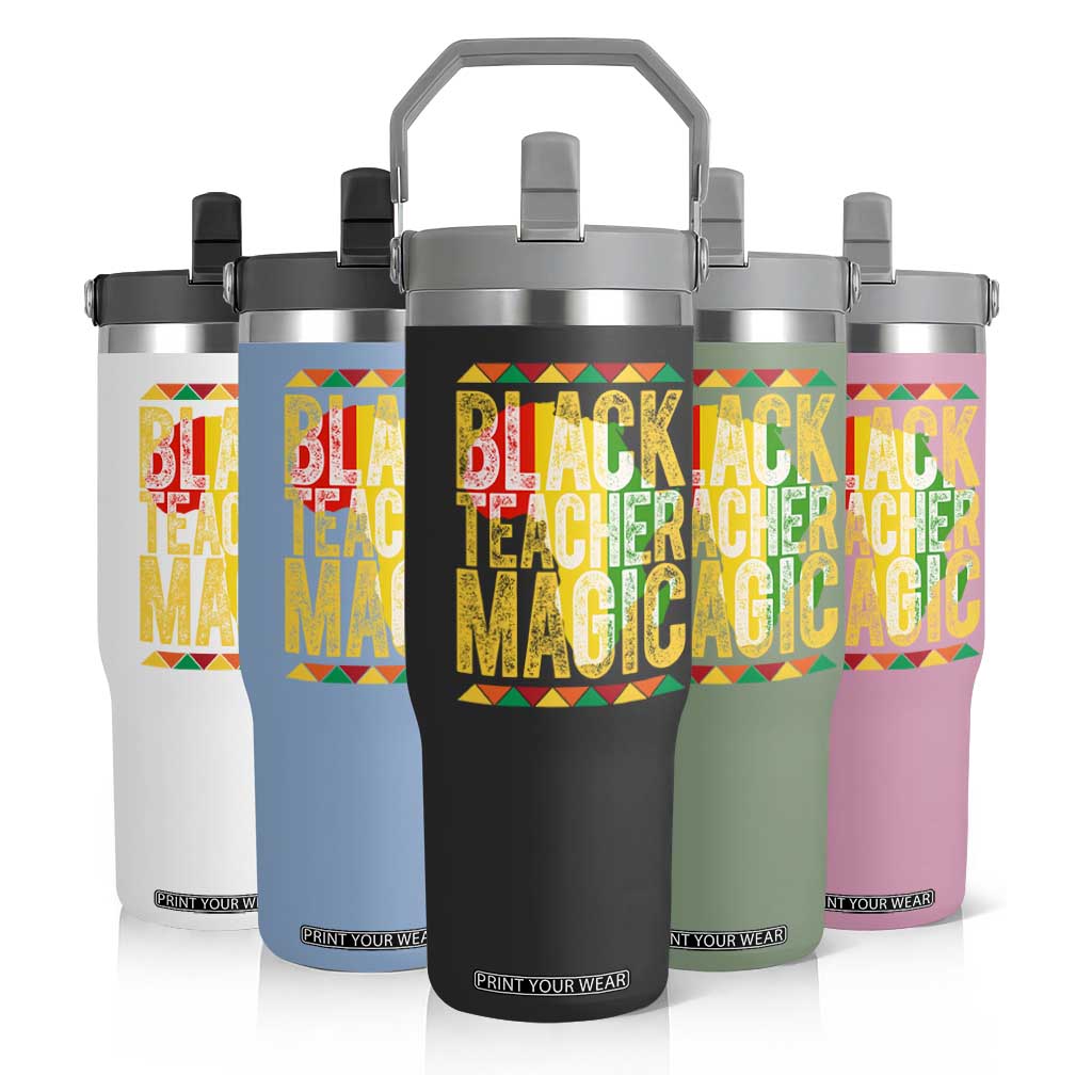 Black History Month Gift Flip Straw Tumbler Black Teacher Magic TS12 Print Your Wear
