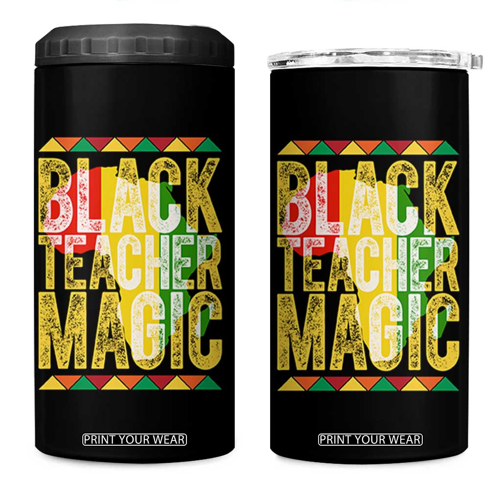 Black History Month Gift 4 in 1 Can Cooler Tumbler Black Teacher Magic TS12 One Size: 16 oz Black Print Your Wear