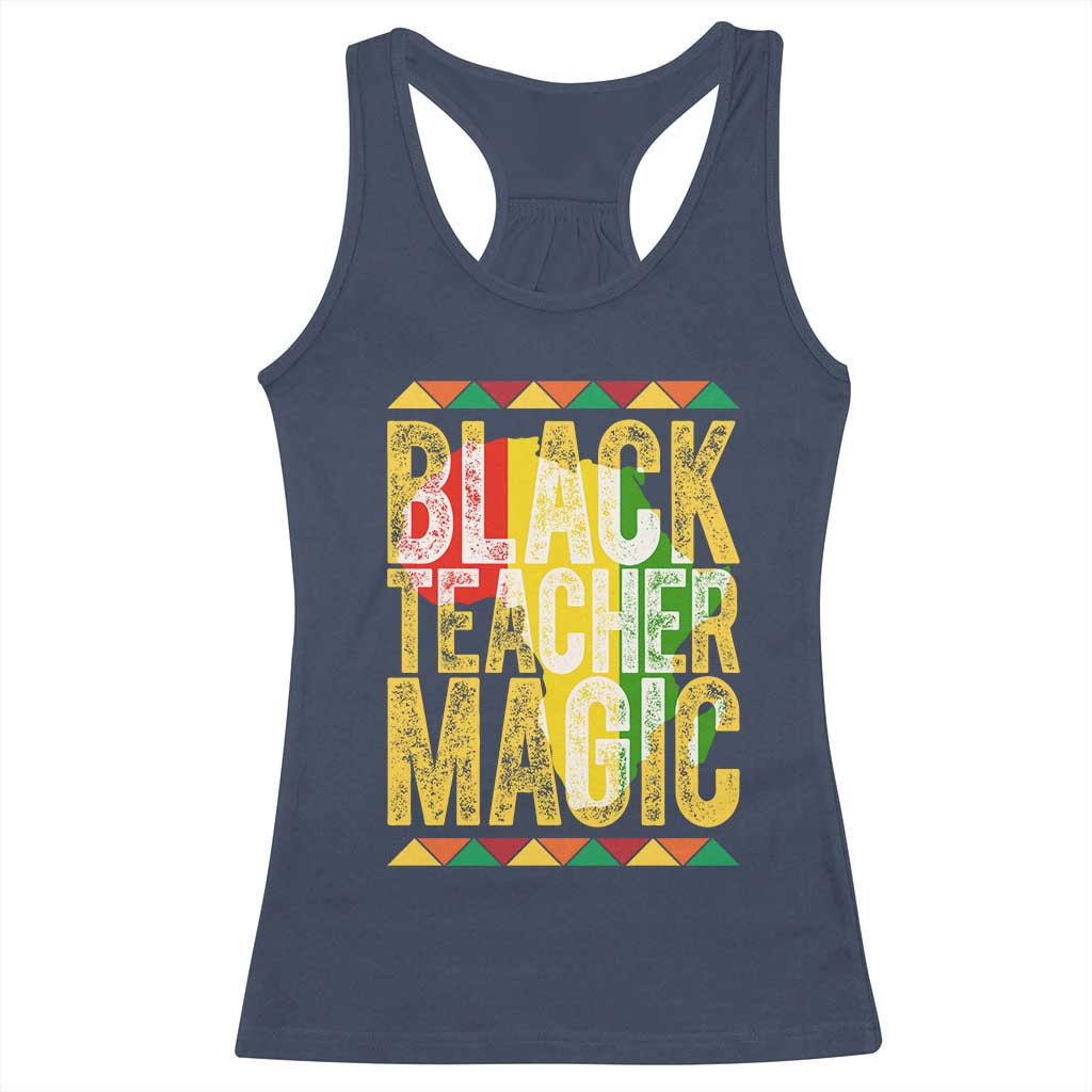Black History Month Gift Racerback Tank Top Black Teacher Magic TS12 Navy Print Your Wear