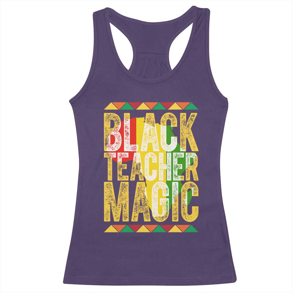 Black History Month Gift Racerback Tank Top Black Teacher Magic TS12 Purple Print Your Wear