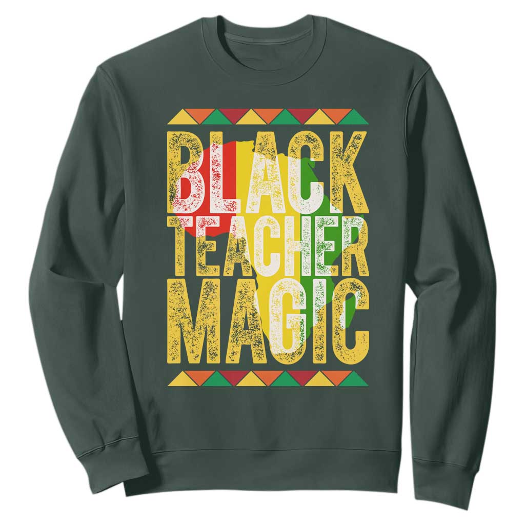 Black History Month Gift Sweatshirt Black Teacher Magic TS12 Dark Forest Green Print Your Wear