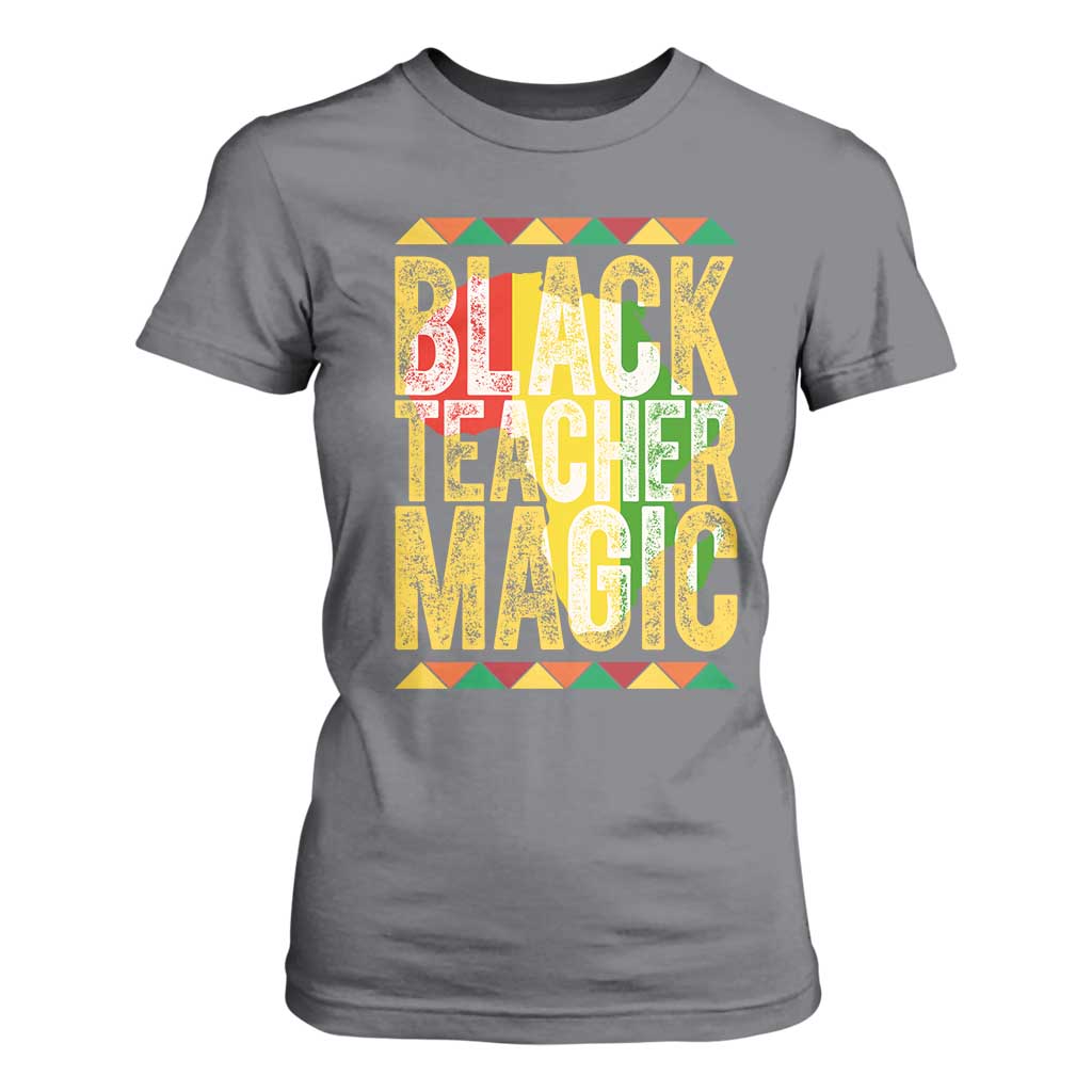 Black History Month Gift T Shirt For Women Black Teacher Magic TS12 Charcoal Print Your Wear