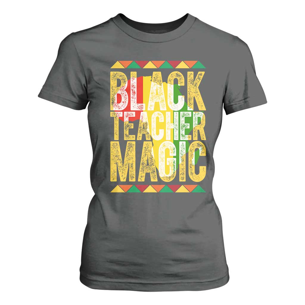 Black History Month Gift T Shirt For Women Black Teacher Magic TS12 Dark Heather Print Your Wear
