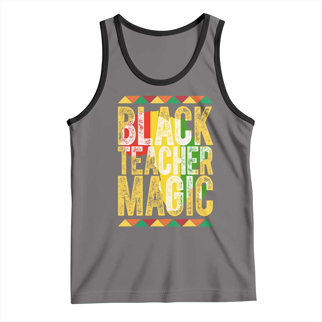 Black History Month Gift Tank Top Black Teacher Magic TS12 Deep Heather Black Print Your Wear