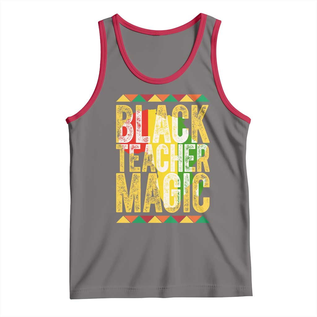 Black History Month Gift Tank Top Black Teacher Magic TS12 Deep Heather Red Print Your Wear