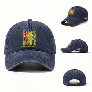 Black History Month Gift Washed Cotton Baseball Cap Black Teacher Magic TS12 Washed Cap Universal Fit Navy Print Your Wear
