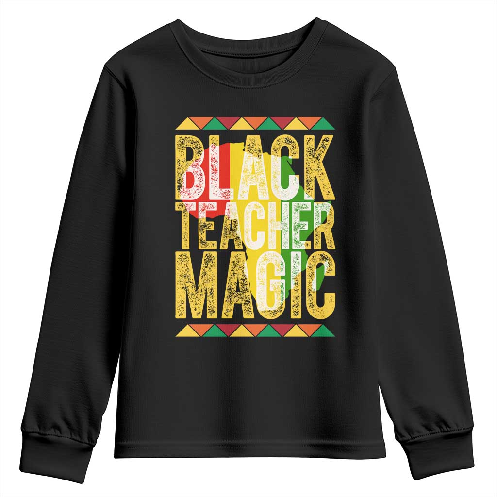 Black History Month Gift Youth Sweatshirt Black Teacher Magic TS12 Black Print Your Wear