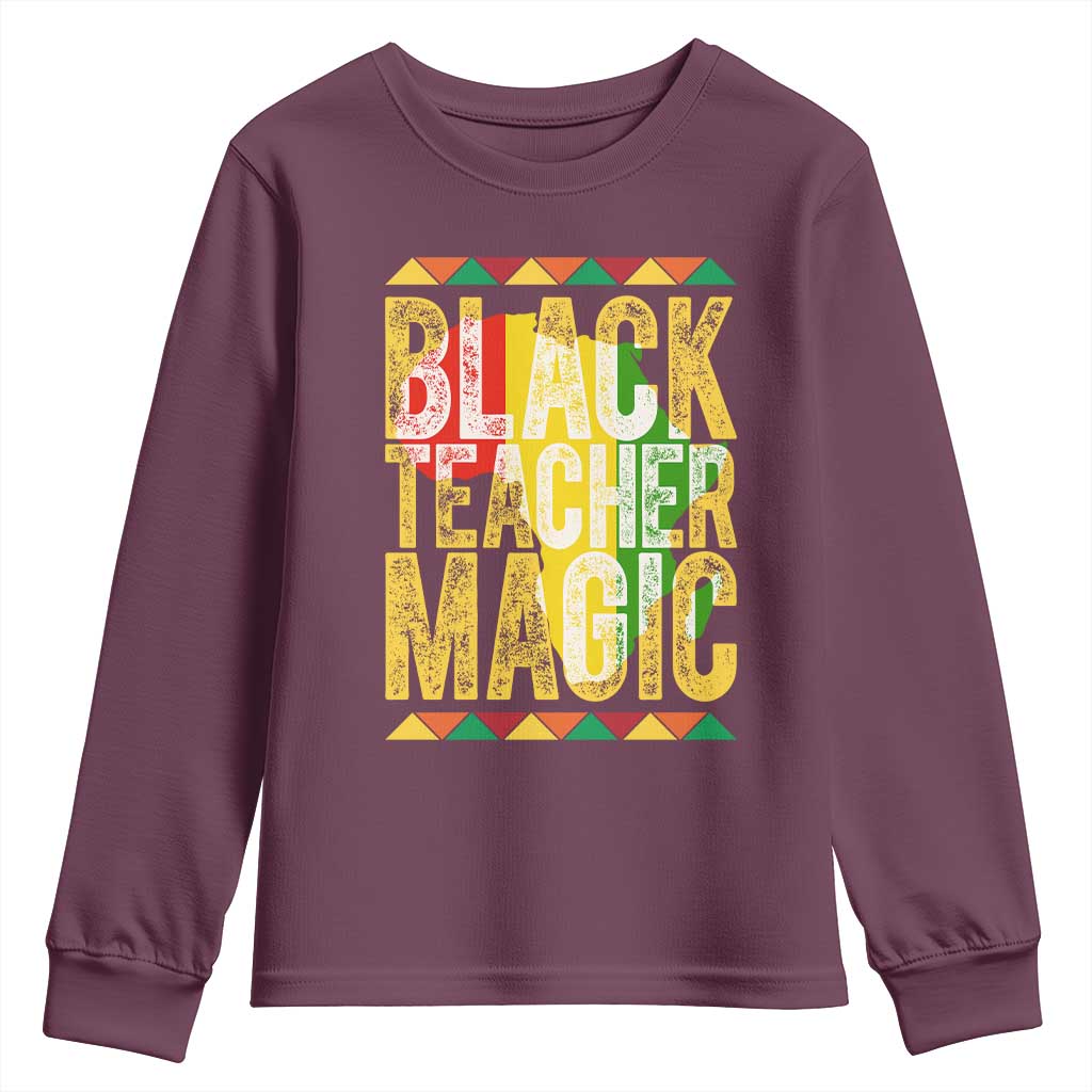 Black History Month Gift Youth Sweatshirt Black Teacher Magic TS12 Maroon Print Your Wear