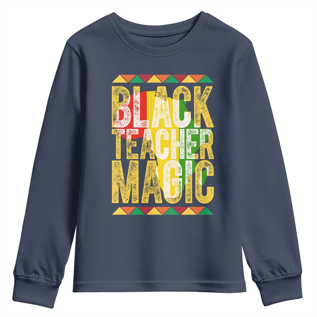 Black History Month Gift Youth Sweatshirt Black Teacher Magic TS12 Navy Print Your Wear