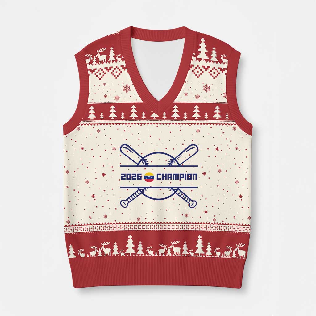 Venezuela Champions 2026 V-Neck Knit Sweater Vest Baseball Pride Gift TS12 Beige Red Print Your Wear