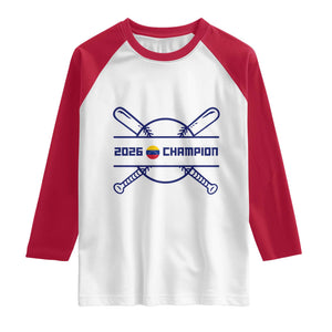Venezuela Champions 2026 Raglan Shirt Baseball Pride Gift TS12 White Red Print Your Wear