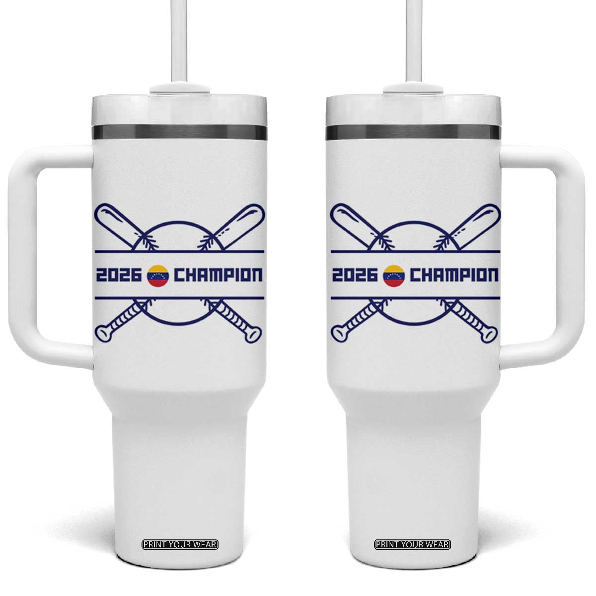 Venezuela Champions 2026 Tumbler With Handle Baseball Pride Gift TS12 One Size: 40 oz White Print Your Wear