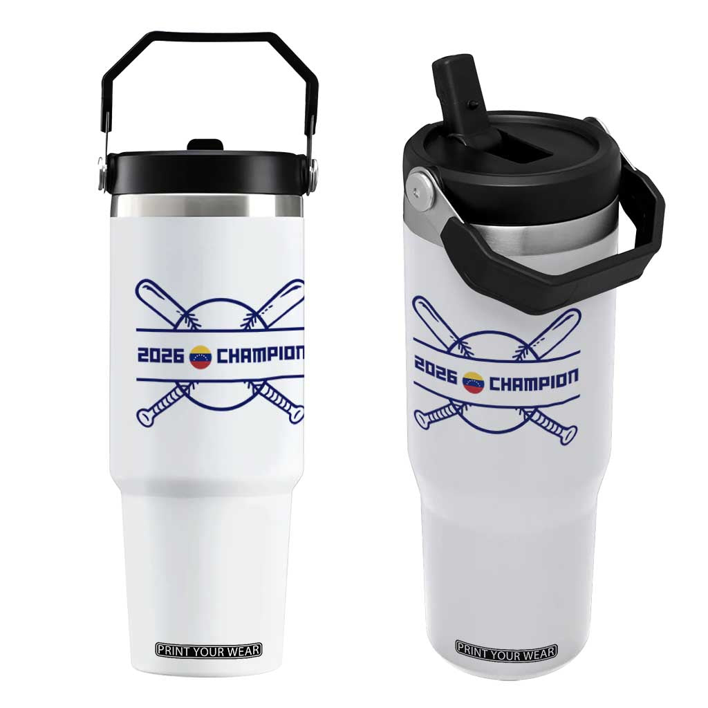 Venezuela Champions 2026 Flip Straw Tumbler Baseball Pride Gift TS12 One Size: 30 oz White Print Your Wear