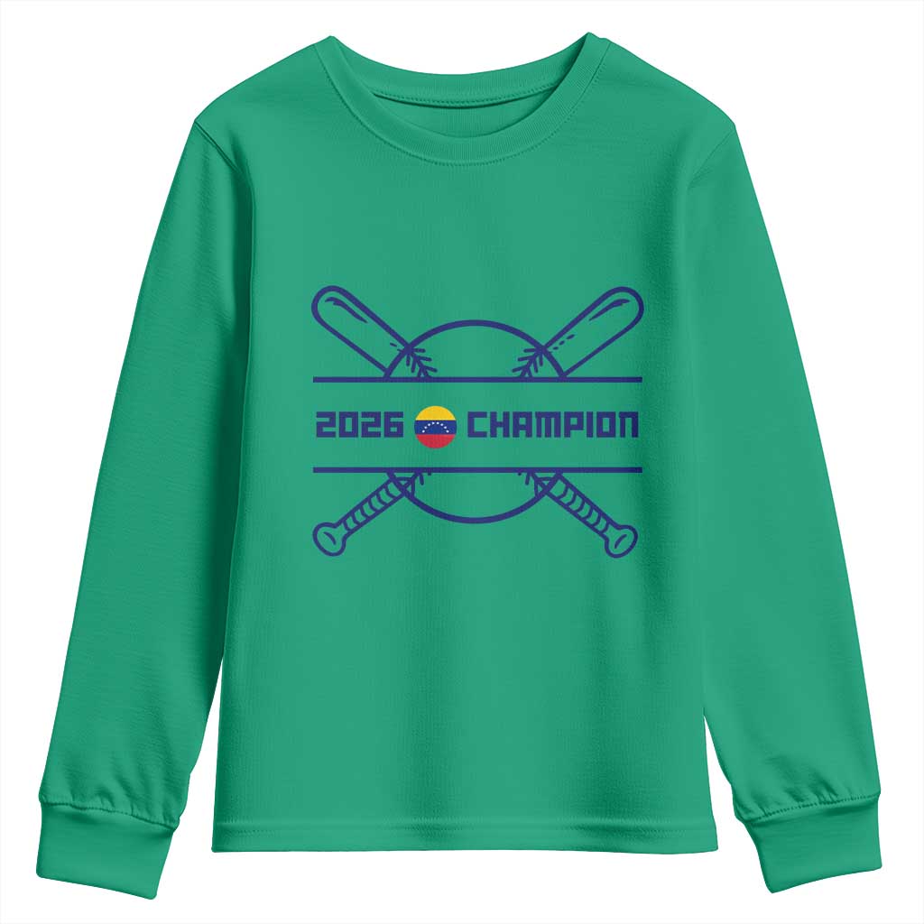 Venezuela Champions 2026 Youth Sweatshirt Baseball Pride Gift TS12 Irish Green Print Your Wear