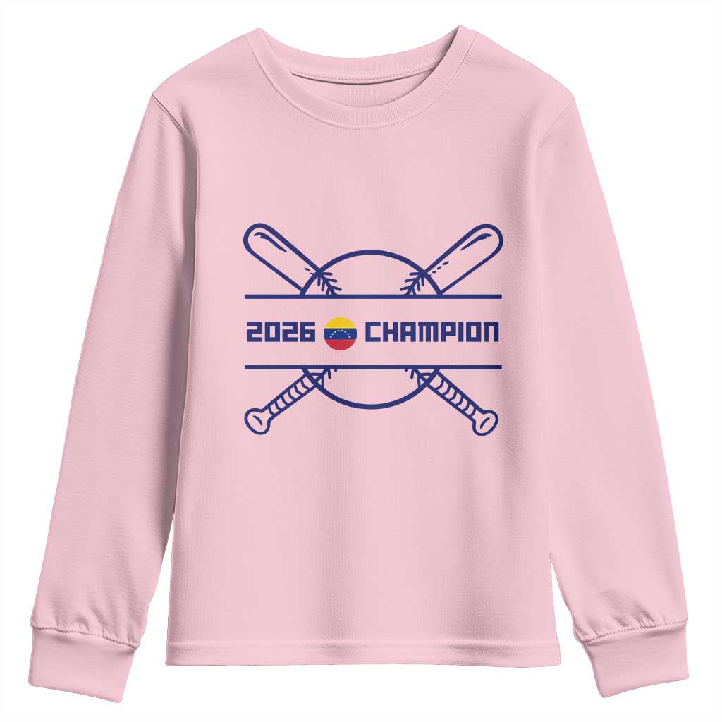 Venezuela Champions 2026 Youth Sweatshirt Baseball Pride Gift TS12 Light Pink Print Your Wear