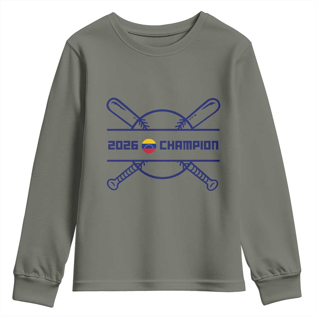 Venezuela Champions 2026 Youth Sweatshirt Baseball Pride Gift TS12 Military Green Print Your Wear