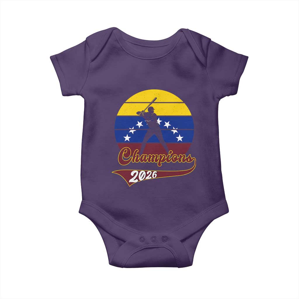 Vintage Venezuela 2026 Champions Baby Onesie Patriotic Baseball Pride Gift TS12 Purple Print Your Wear