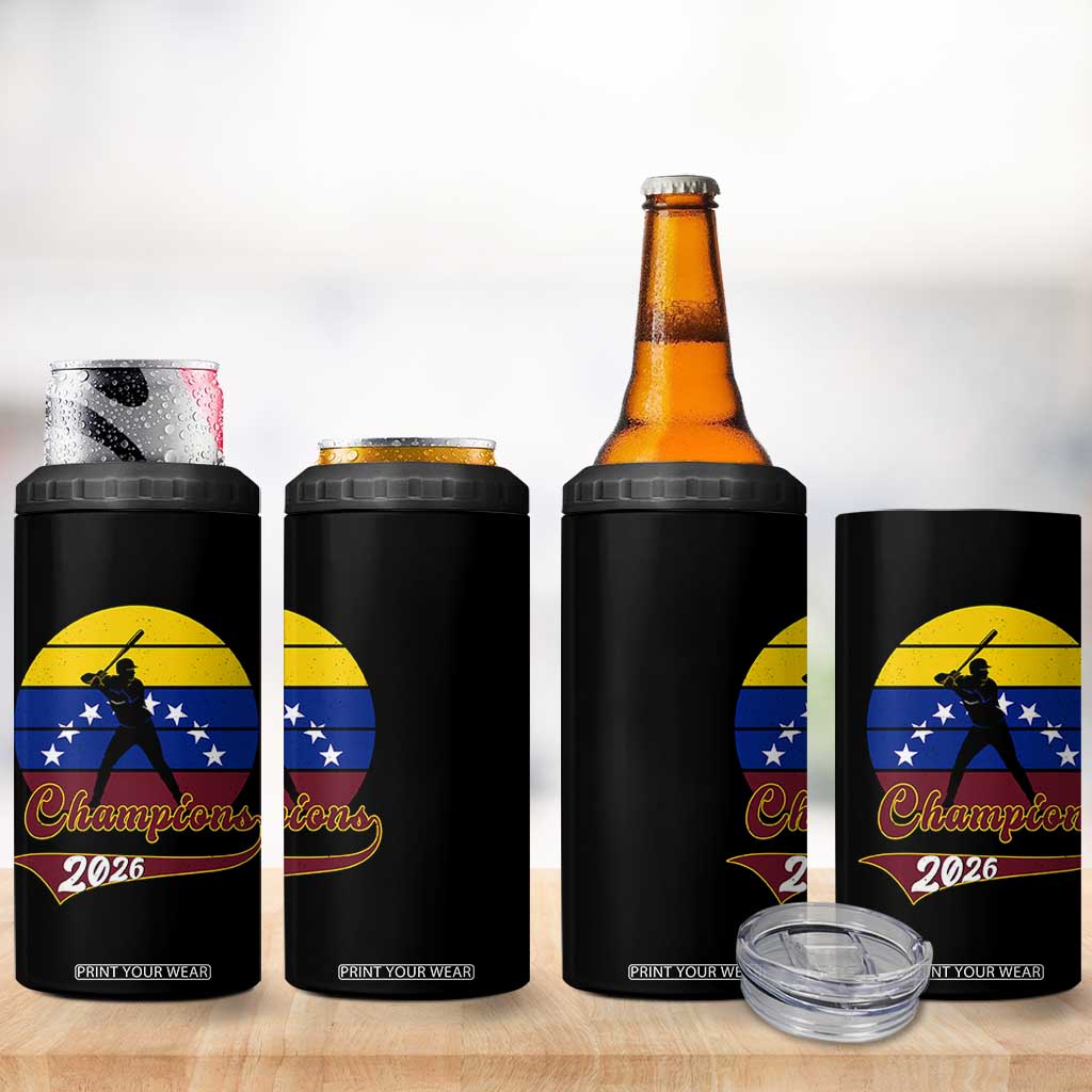 Vintage Venezuela 2026 Champions 4 in 1 Can Cooler Tumbler Patriotic Baseball Pride Gift TS12 Print Your Wear