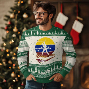 Vintage Venezuela 2026 Champions Ugly Christmas Sweater Patriotic Baseball Pride Gift TS12 Beige Green Print Your Wear