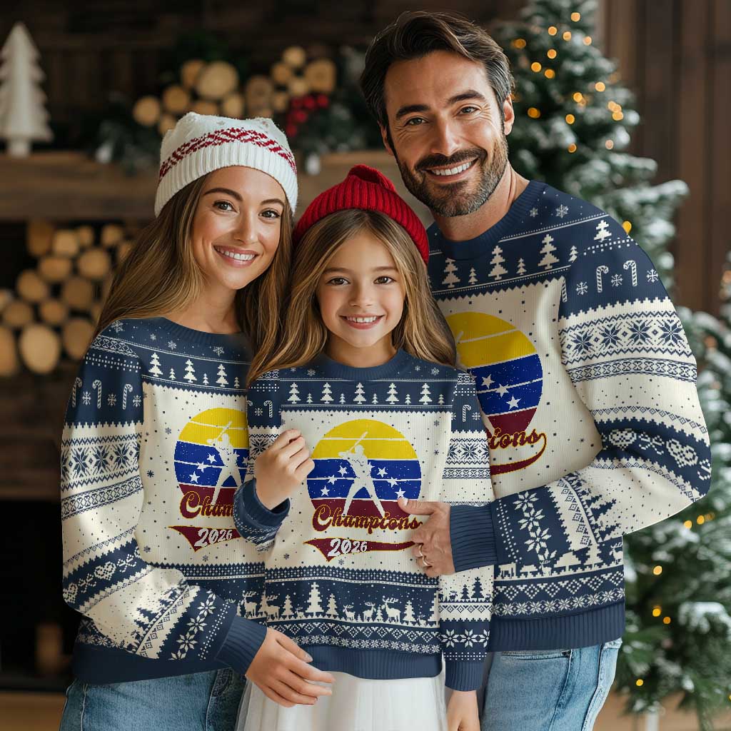 Vintage Venezuela 2026 Champions Ugly Christmas Sweater Patriotic Baseball Pride Gift TS12 Beige Navy Print Your Wear