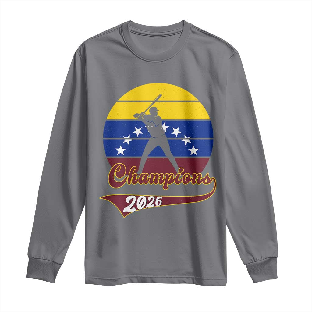 Vintage Venezuela 2026 Champions Long Sleeve Shirt Patriotic Baseball Pride Gift TS12 Charcoal Print Your Wear