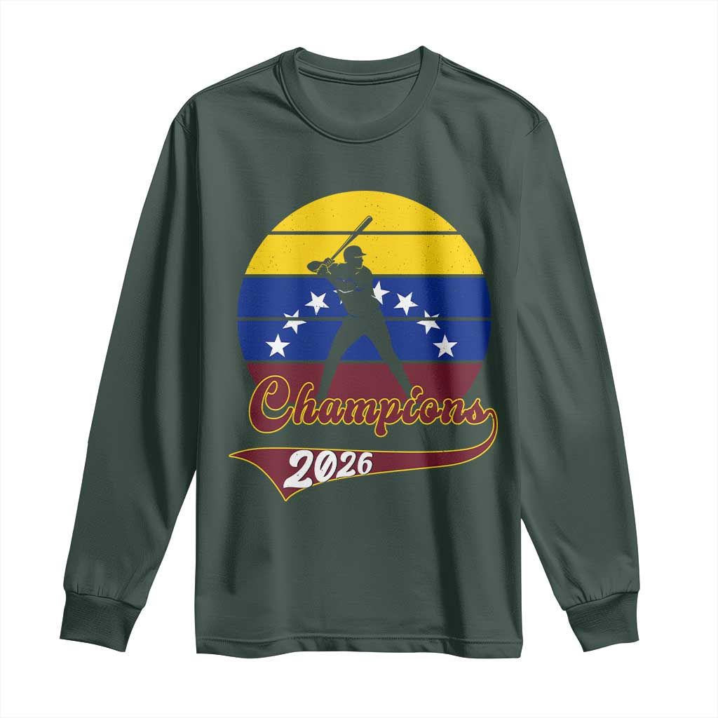 Vintage Venezuela 2026 Champions Long Sleeve Shirt Patriotic Baseball Pride Gift TS12 Dark Forest Green Print Your Wear