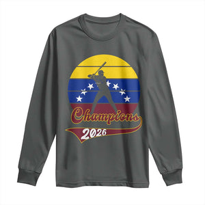 Vintage Venezuela 2026 Champions Long Sleeve Shirt Patriotic Baseball Pride Gift TS12 Dark Heather Print Your Wear