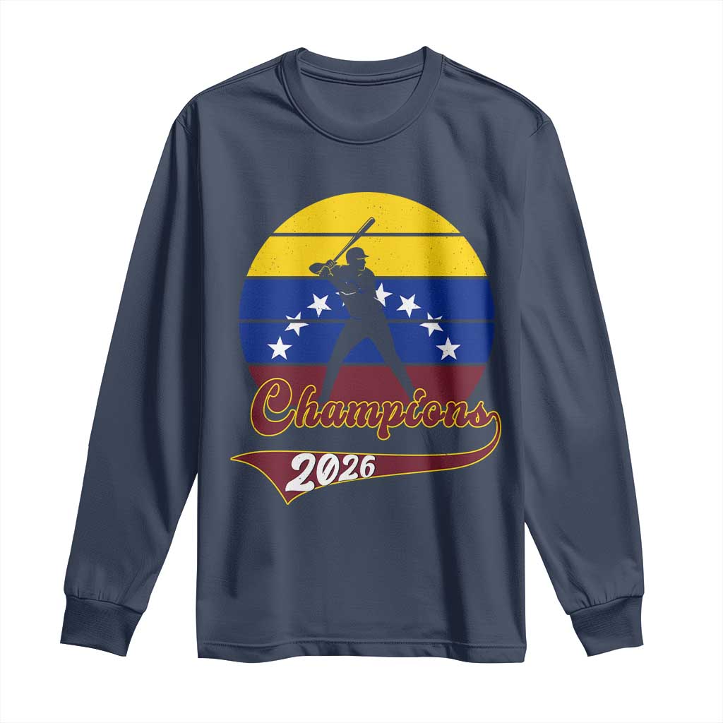 Vintage Venezuela 2026 Champions Long Sleeve Shirt Patriotic Baseball Pride Gift TS12 Navy Print Your Wear