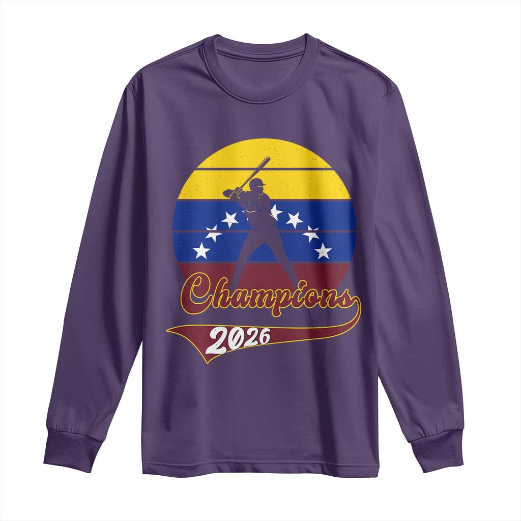 Vintage Venezuela 2026 Champions Long Sleeve Shirt Patriotic Baseball Pride Gift TS12 Purple Print Your Wear