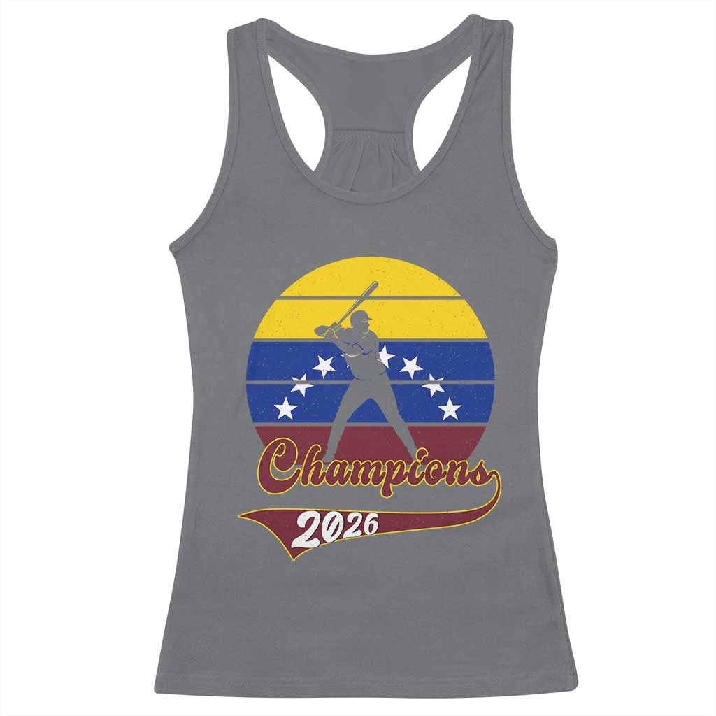 Vintage Venezuela 2026 Champions Racerback Tank Top Patriotic Baseball Pride Gift TS12 Charcoal Print Your Wear