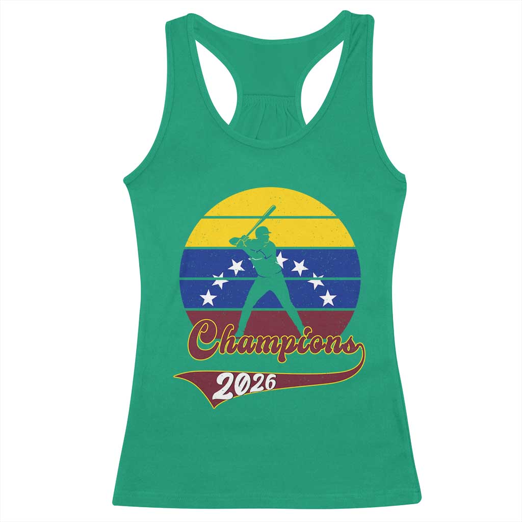 Vintage Venezuela 2026 Champions Racerback Tank Top Patriotic Baseball Pride Gift TS12 Irish Green Print Your Wear