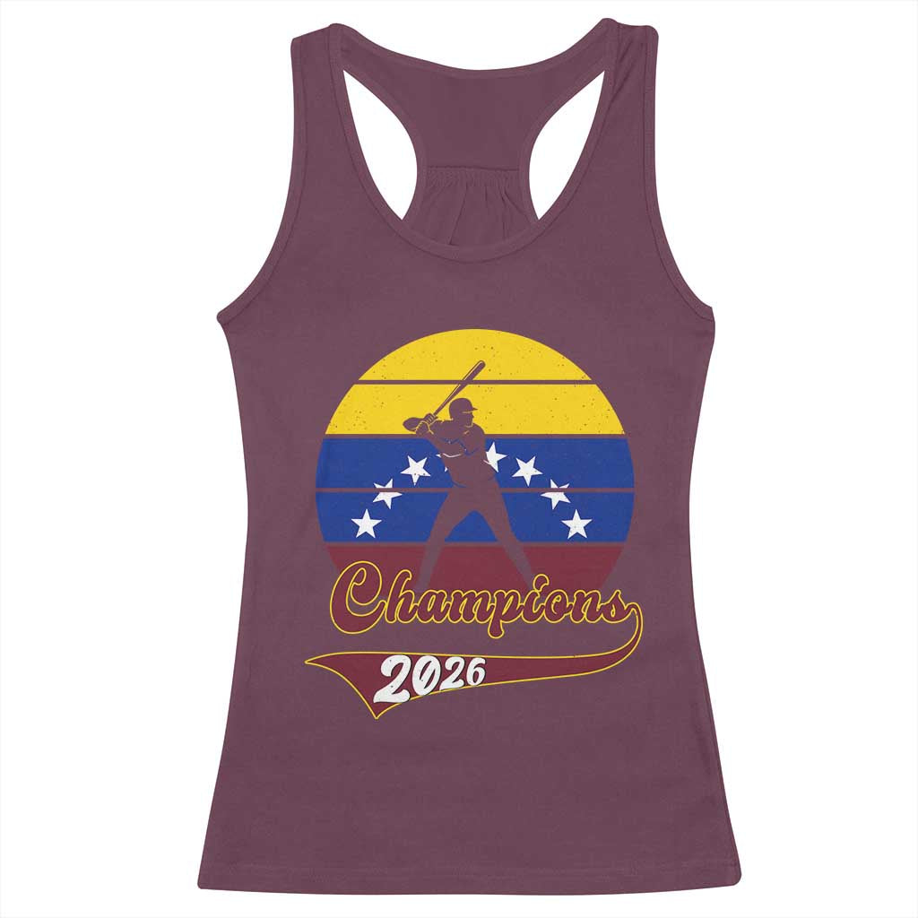 Vintage Venezuela 2026 Champions Racerback Tank Top Patriotic Baseball Pride Gift TS12 Maroon Print Your Wear