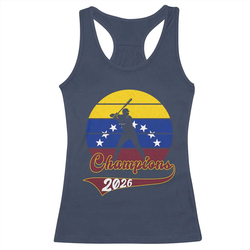 Vintage Venezuela 2026 Champions Racerback Tank Top Patriotic Baseball Pride Gift TS12 Navy Print Your Wear