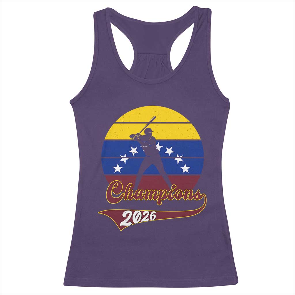 Vintage Venezuela 2026 Champions Racerback Tank Top Patriotic Baseball Pride Gift TS12 Purple Print Your Wear