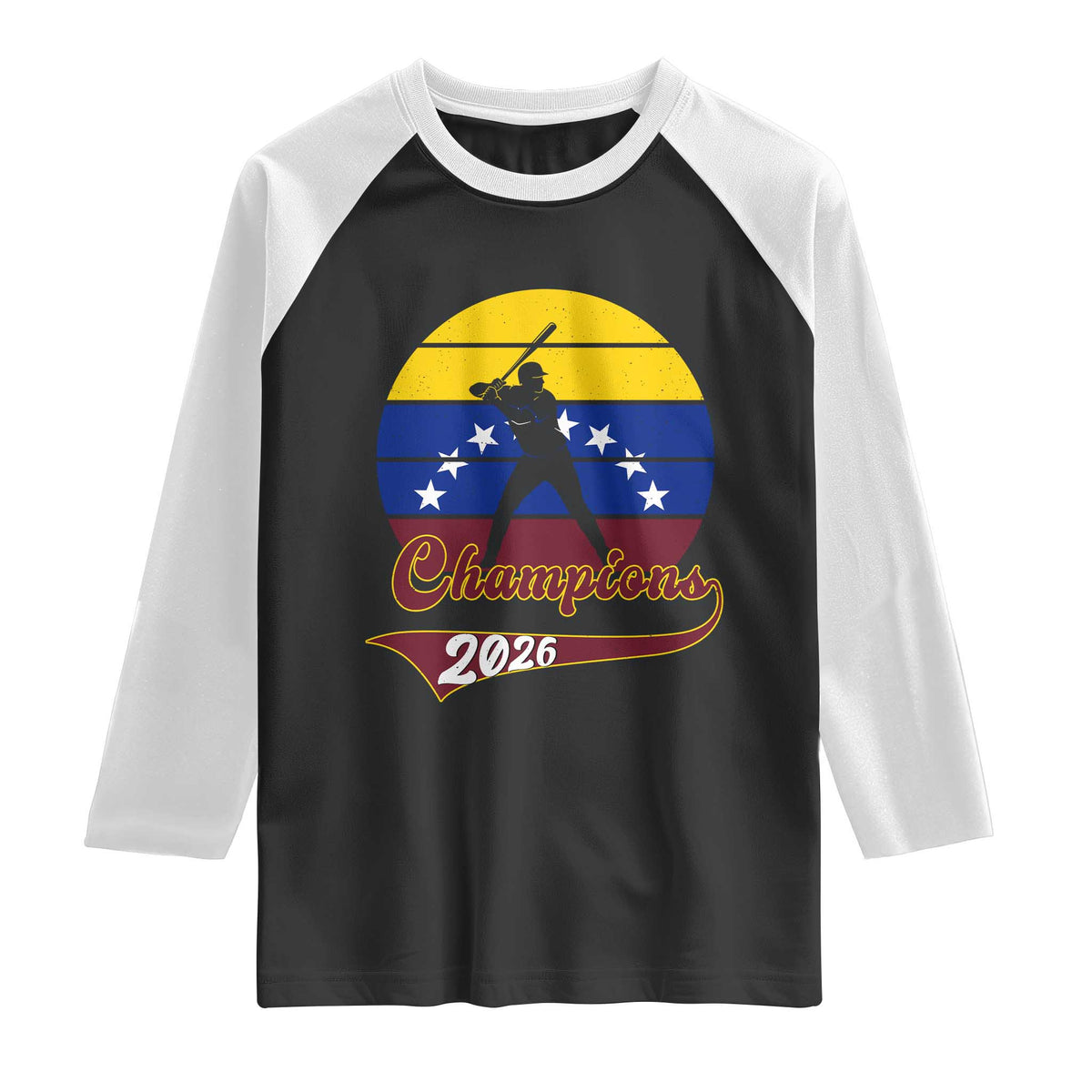 Vintage Venezuela 2026 Champions Raglan Shirt Patriotic Baseball Pride Gift TS12 Black White Print Your Wear