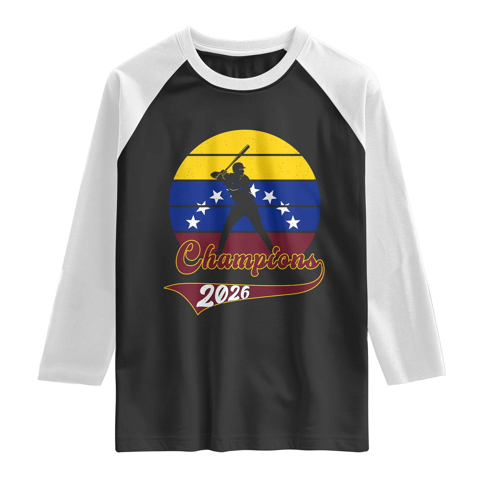 Vintage Venezuela 2026 Champions Raglan Shirt Patriotic Baseball Pride Gift TS12 Black White Print Your Wear