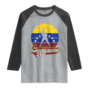 Vintage Venezuela 2026 Champions Raglan Shirt Patriotic Baseball Pride Gift TS12 Heather Gray Heather Charcoal Print Your Wear