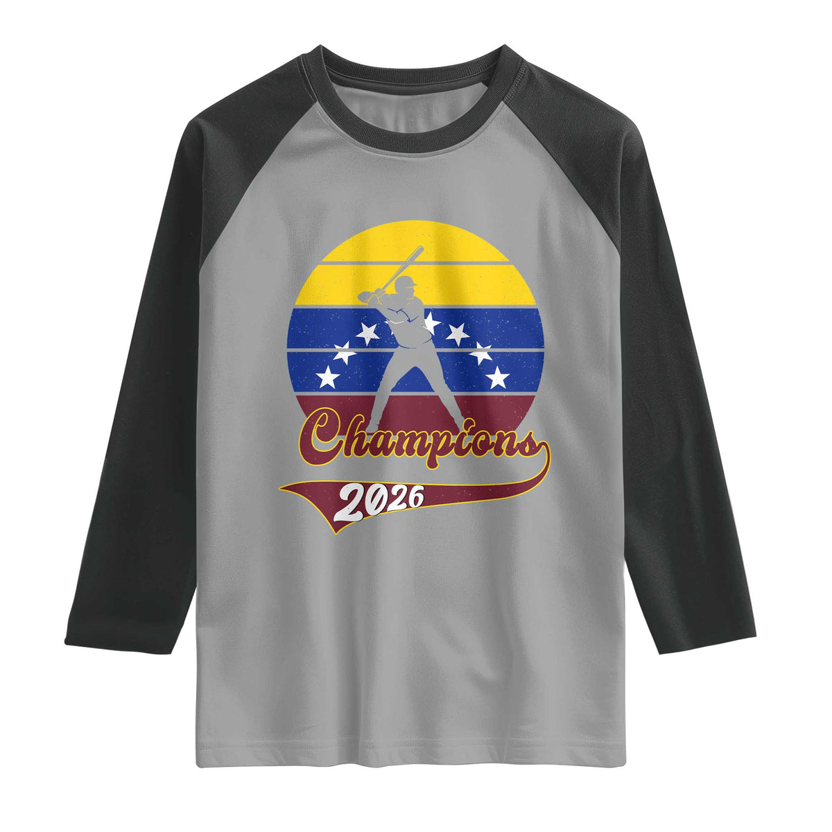 Vintage Venezuela 2026 Champions Raglan Shirt Patriotic Baseball Pride Gift TS12 Sport Gray Black Print Your Wear
