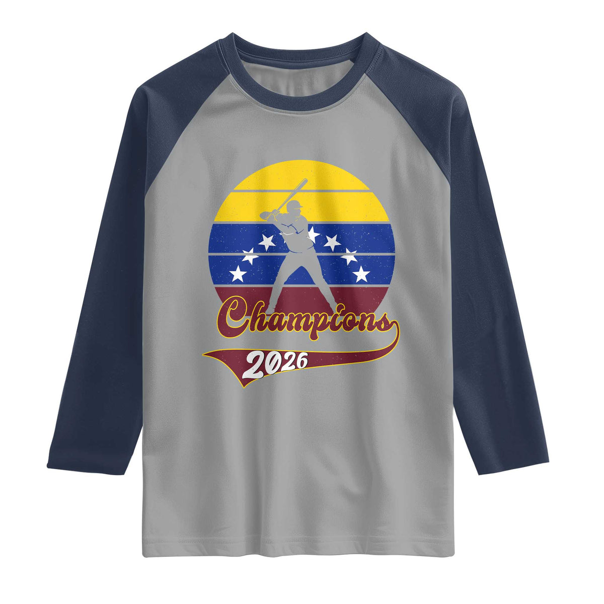 Vintage Venezuela 2026 Champions Raglan Shirt Patriotic Baseball Pride Gift TS12 Sport Gray Navy Print Your Wear