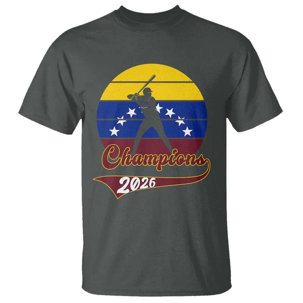 Vintage Venezuela 2026 Champions T Shirt Patriotic Baseball Pride Gift TS12 Dark Heather Print Your Wear