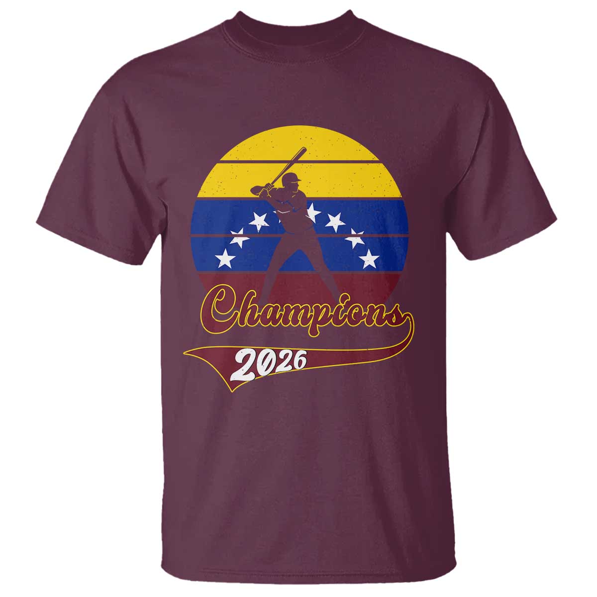 Vintage Venezuela 2026 Champions T Shirt Patriotic Baseball Pride Gift TS12 Maroon Print Your Wear