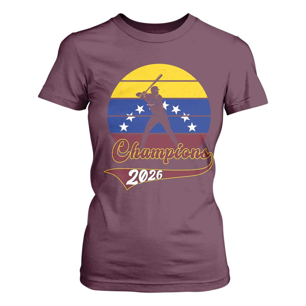 Vintage Venezuela 2026 Champions T Shirt For Women Patriotic Baseball Pride Gift TS12 Maroon Print Your Wear