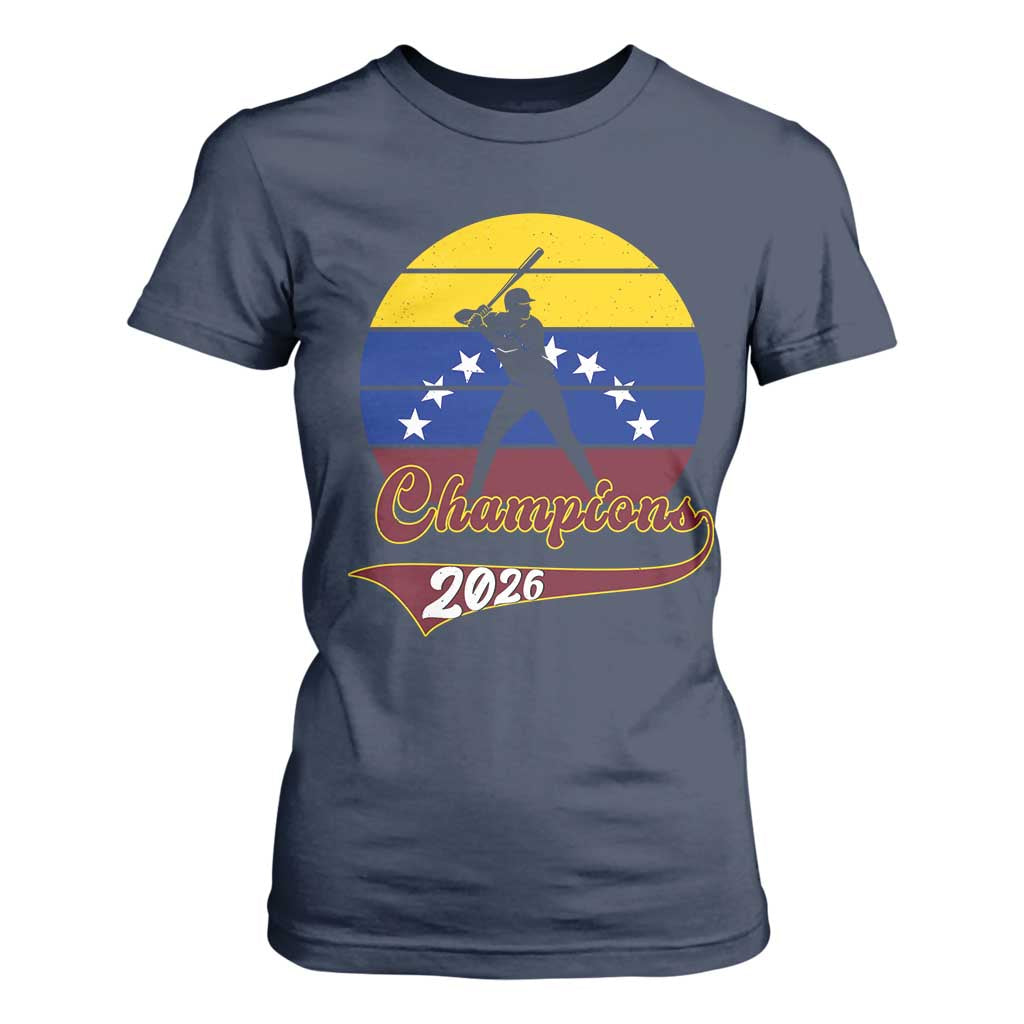 Vintage Venezuela 2026 Champions T Shirt For Women Patriotic Baseball Pride Gift TS12 Navy Print Your Wear