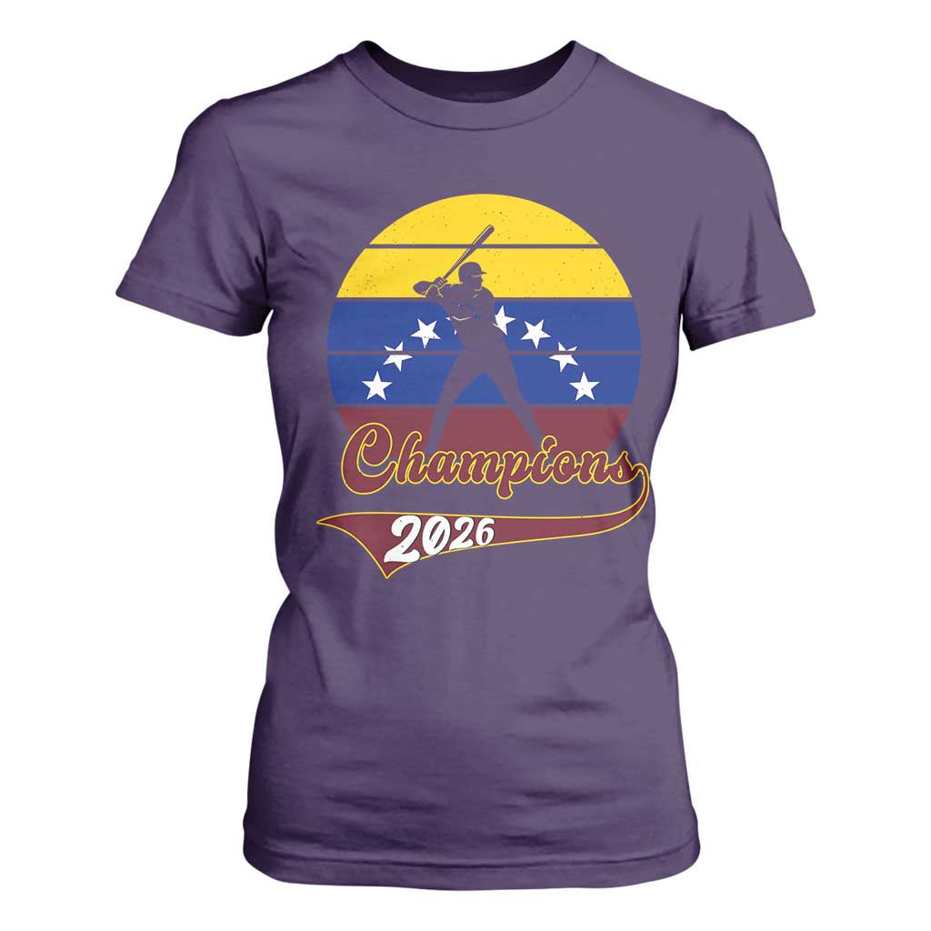 Vintage Venezuela 2026 Champions T Shirt For Women Patriotic Baseball Pride Gift TS12 Purple Print Your Wear