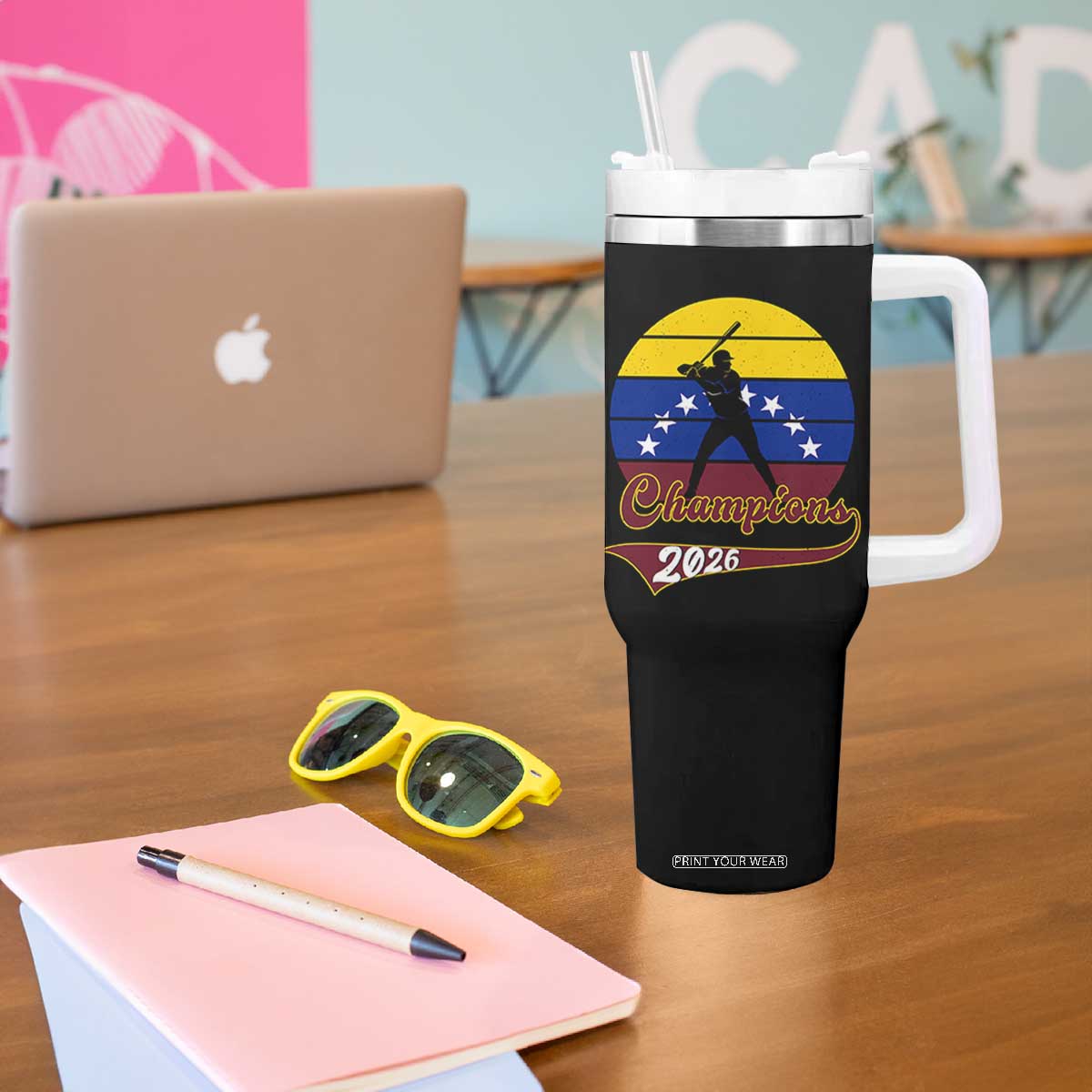Vintage Venezuela 2026 Champions Tumbler With Handle Patriotic Baseball Pride Gift TS12 Print Your Wear