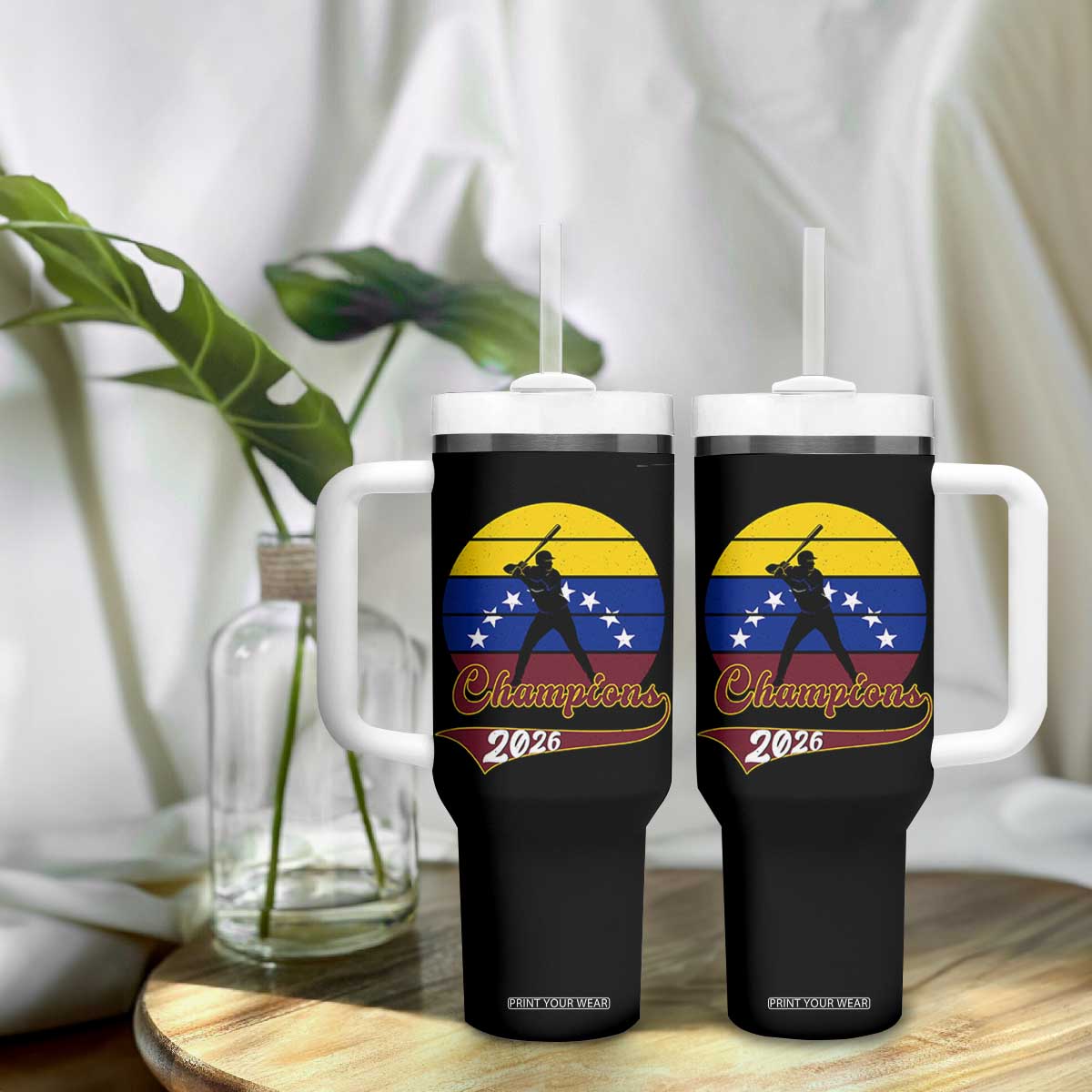 Vintage Venezuela 2026 Champions Tumbler With Handle Patriotic Baseball Pride Gift TS12 Print Your Wear