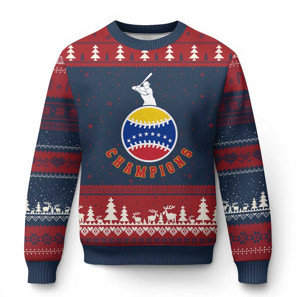 Venezuela 2026 Champions Ugly Christmas Sweater Baseball Gift For Sport Lover TS12 Navy Red Print Your Wear