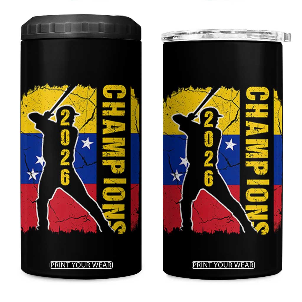 Venezuela 2026 Champions 4 in 1 Can Cooler Tumbler Baseball Vinotinto Pride Gift TS12 One Size: 16 oz Black Print Your Wear